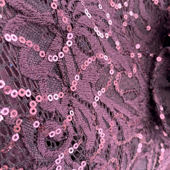 Blu Sage Lace Merlot Cold Shoulder gown 16 NWT - Picture 5 of 9